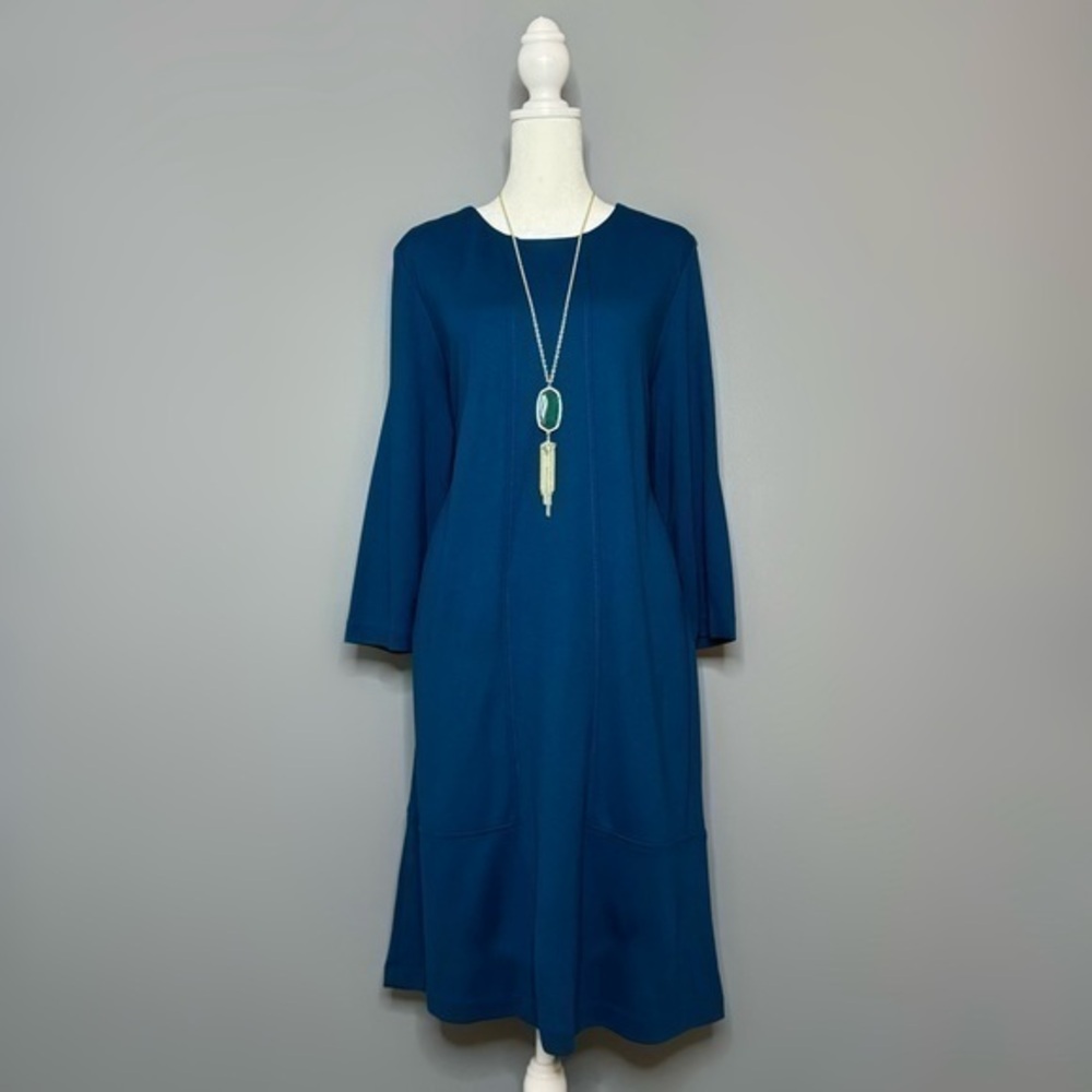 NWOT J. Jill Blue Ponte Pullover Shift Dress Size XLP